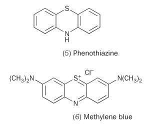 (5) phenothiazine (6) methylene blue