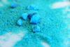 Hydrated copper sulfate crystals (blue in colour)