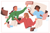 An illustration of teachers chasing paperwork