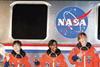 April 2010 Naoko Yamazaki, Stephanie Wilson and Dorothy Metcalf-Lindenburger about to board the Discovery space shuttle