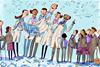 A cartoon of singing chemistry teachers and happy students
