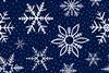 Festive layout with white snowflakes on a dark blue background