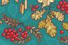 Cartoon of crisp oak leaves and glossy red berries