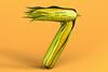 A digital illustration of two ears of maize making a seven