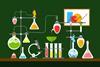 Cartoon chemistry lab green background