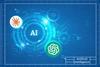 A digital illustration of interconnected AI apps as a blueprint