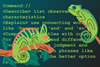 Chameleons climbing in front of a computer screen with different question words