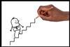 An image showing a hand drawing a staircase and a cartoon figure going up