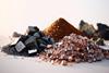 Small piles of minerals