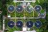 An image showing a waste water treatment plant from above
