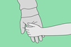 An illustration of an adult and child holding hands