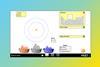 A screenshot of the PhET build an atom simulation, featuring a blank atomic diagram and buckets containing protons, neutrons and electrons