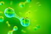 Picture of a hydrogen H2 gas molecule on a green background