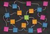Blackboard and post it notes in the shape of a mind map