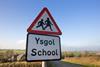 School warning sign in welsh (Ysgol)