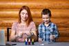photo of boy and mother experimenting with mixtures and solutions