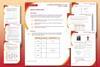 Graduated orange to red background with examples of student sheet and teacher notes