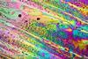 A colourful microscopic image of sodium acetate (or sodium ethanoate) micro crystals in polarised light
