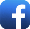 Facebook logo - white lower case f on blue background.