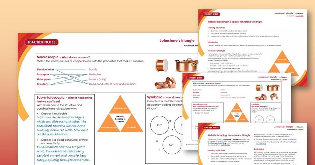 Metallic bonding Johnstone’s triangle worksheets 1416 years
