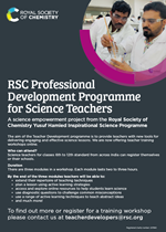 A preview of the flyer for the programme, with an image of two teachers conducting an experiment