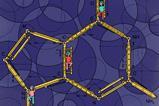 A schematic style cartoon of a molecular diagram where tiny people are climbing ladders for some of the bonds
