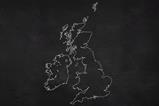 A map of the UK and Ireland in chalk on a blackboard