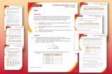 Student and teacher worksheets on graduated orange-red background