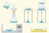Equipment set ups for different ways of separating substances in a school lab