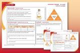 A preview showing the student sheet and teacher notes included in this resource, on a red and orange background