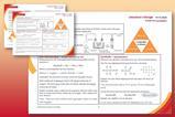 Graduated orange to red background with example of student sheet and teacher notes and answers