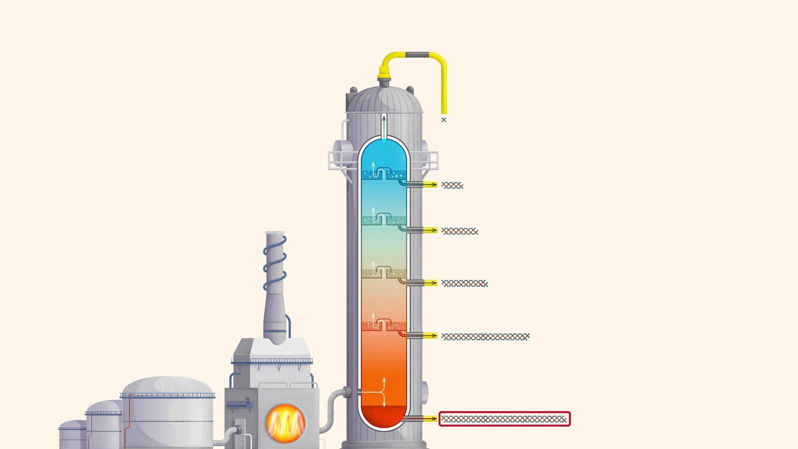 Fractional distillation--bitumen