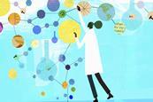 A scientist making connections on an organic structure