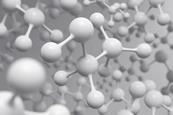 A 3D rendered illustration of ethanol molecules in white against a grey background