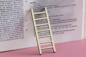A small ladder leans on a book showing the definition of the word particle