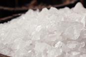 Macro photograph of white alum crystals
