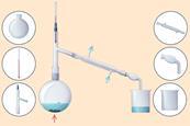 An illustration showing a laboratory set up for a distillation