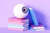 A giant eyeball and some textbooks