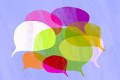 Textured multicoloured speech bubbles.