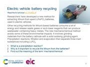 Preview slide on recycling lithium from electric vehicle batteries