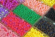 A number of different mixtures of different coloured beads