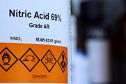 Bottle of nitric acid