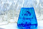 Blue dye in conical flask