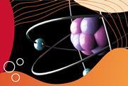 Artistic model of an atom with nucleus and electron shells