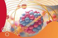 A model of an atom with the nucleus in close up and electron shells surrounding