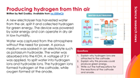 Image of a teaching slide on producing hydrogen, containing text and a diagram