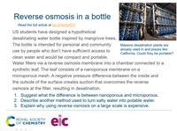 Image of the EiC starter slide on desalination by reverse osmosis