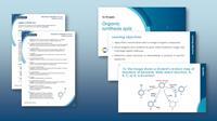 Collated image showing aspirin pills and the organic synthesis quiz teacher notes and PowerPoint