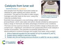 Image of the EiC starter slide from Catalysts from lunar soil for use when teaching catalysts to your 14–16 students