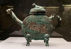 An ancient Chinese bronze teapot